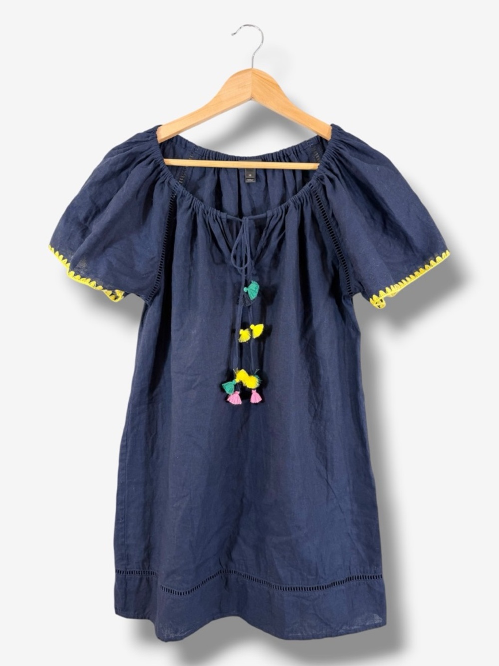 J. Crew Navy Linen Tunic Dress Size XS Swimsuit Coverup Beachy Vacation Preppy